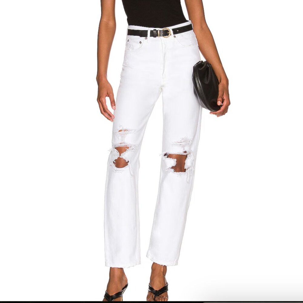 Agolde White Distressed Jeans Size 28
